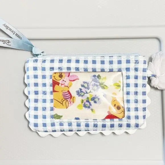 Vera Bradley Winnie The Pooh Zip ID Case - Disney Gingham Wallet Piglet Cotton - Picture 4 of 7